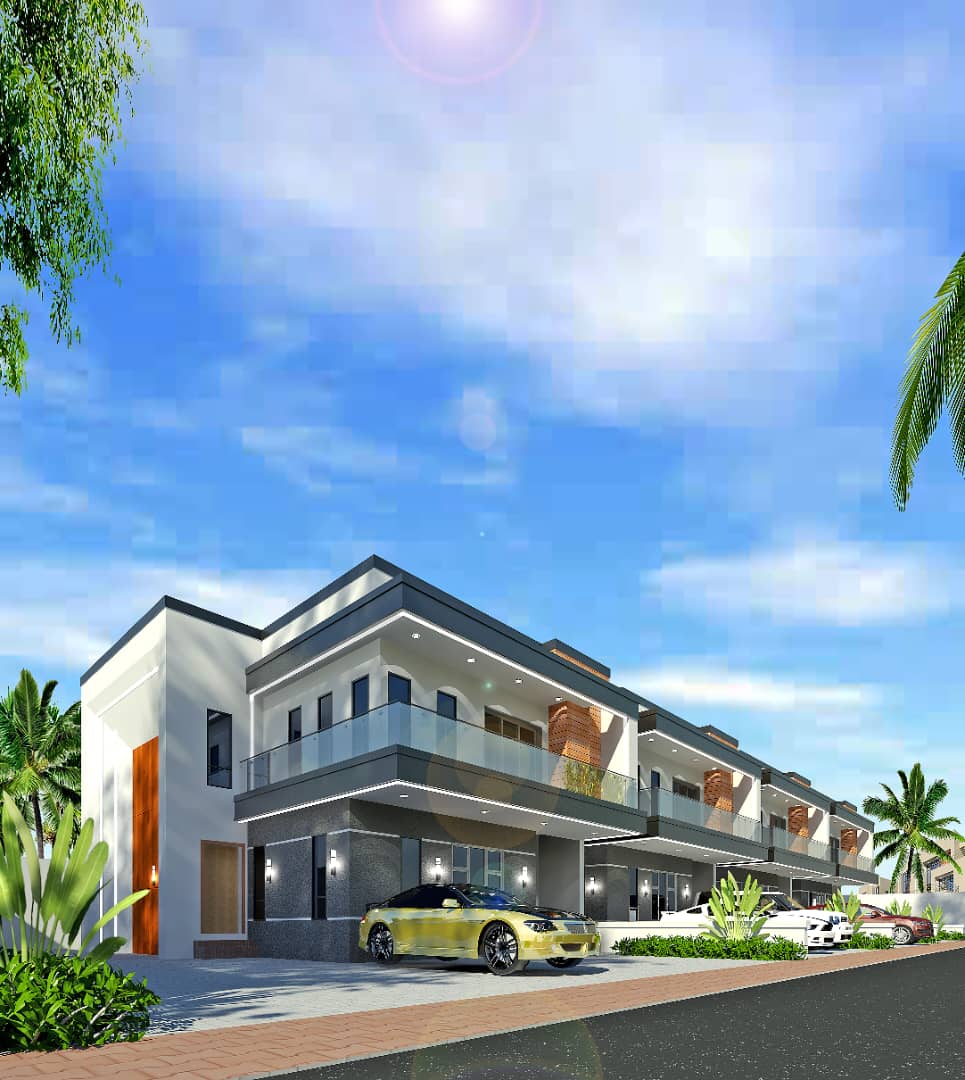 Row of contemporary terrace homes
